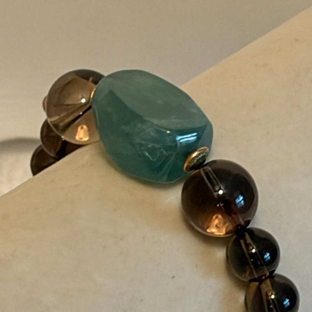 HN 925 Smokey Quartz and Aquamarine Gemstone Bracelet